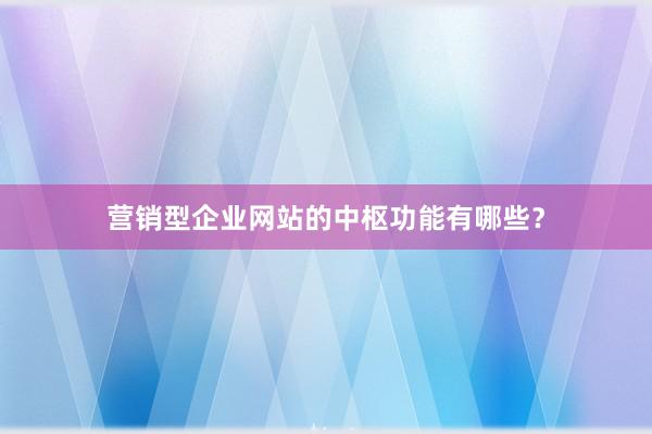 营销型企业网站的中枢功能有哪些？